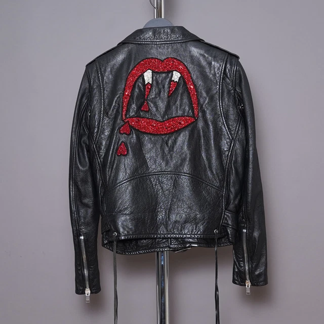 SAINT LAURENT BLOOD Luster Leather Jacket Black Womens L17 Biker slp ysl 3 000.00 PicClick UK
