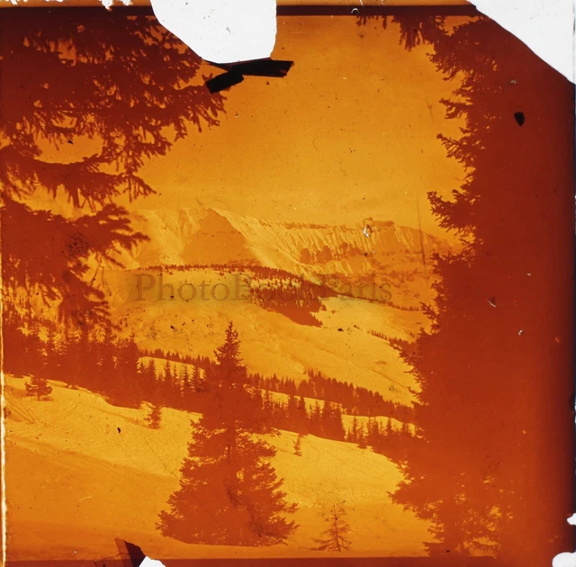 FRANCE Mont d'Arbois Snow Mountain Photo Stereo Broken Glass Plate