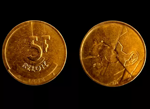 BELGIUM King Baudouin I 5 Francs Coin Dated 1986 (Dutch Text) Privy mark: Bird