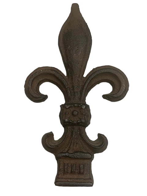 Vtg Ornate Fleur De Lis Flag Pole Fence Post Top 9” Very Decorative 1” Opening