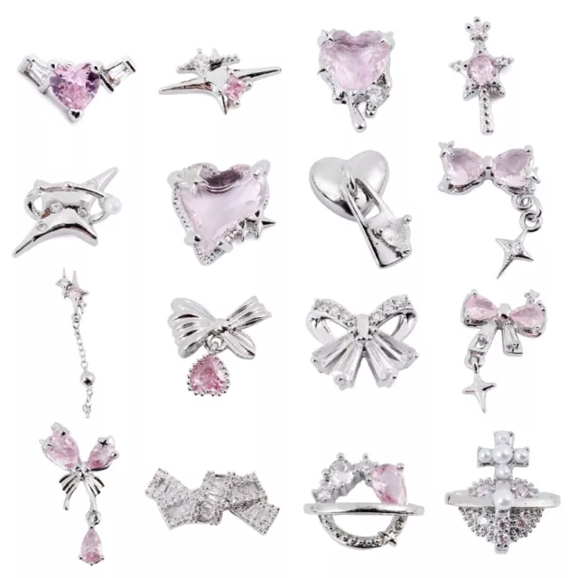 Fashionable Zircon Nail Charms Art Manicure 3D Bow Heart Butterfly Accessories