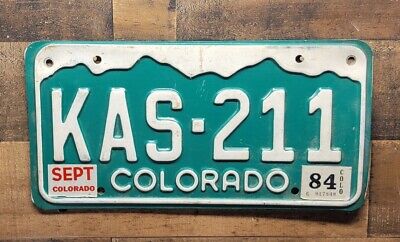 1984 Colorado License Plate Original Green White