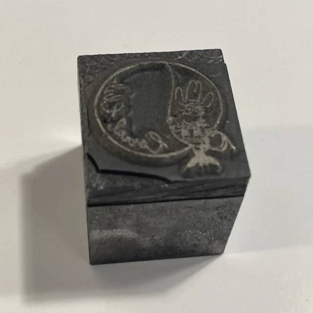 Vintage Printing block Coral club western Roping Cartoon 3/4” x 3/4”