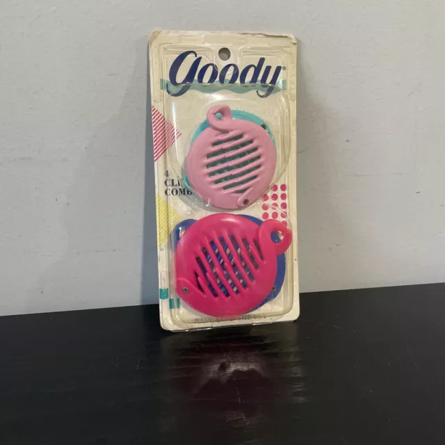 [ 1 Pack of 4 Combs ] Vintage 1989 Goody Clincher Combs Item #1182/5 Made in USA