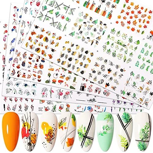 48 hojas pegatinas abstractas arte en uñas calcomanías transferencia de agua flores otoño 1#