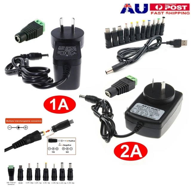12V AC DC 1A/2A LED Power Supply Safety  Adapter Charger For Strip CCTV Camera