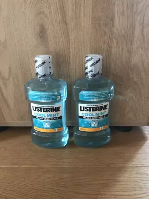 2 x Listerine Cool Mint Mundspülung Milder Geschmack 600 ml, 2er Pack