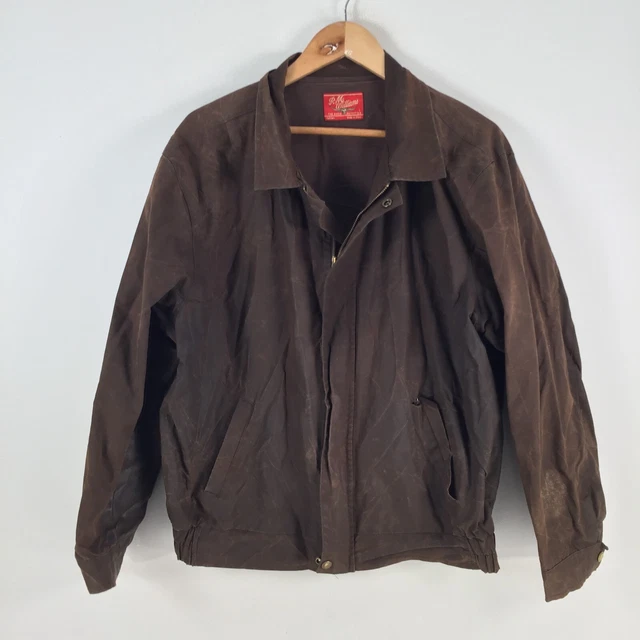 RM WILLIAMS MENS oilskin jacket size L brown long sleeve zip collar
