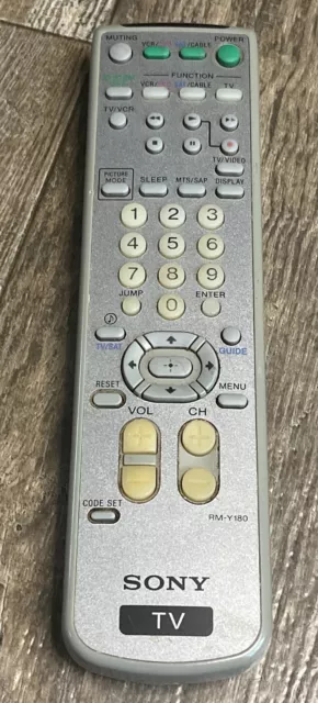 Sony RM-Y180 TV Remote Control Genuine OEM Tested Working Retro Gaming TV