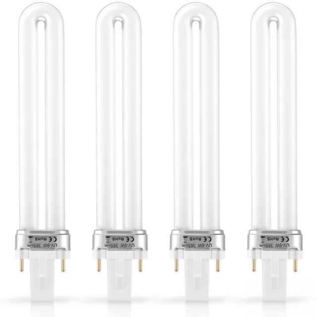 4 Pcs Long-Lasting 9W U-Shaped 365nm Nail UV Lamp Bulb for Salon
