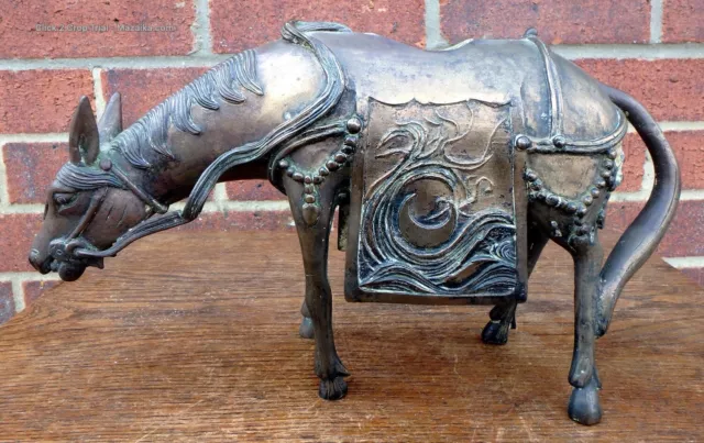 Chinese antique 19th century Tibetan cast bronze horse censer incense burner