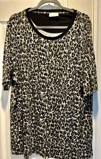 Voyage By Marina Rinaldi Women’s  Jersey Size XL Leopard Print Short Sleeve