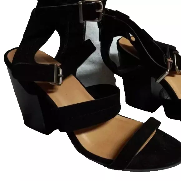 Woman's Dress Sandals Y-NOT? Black Size 9 ankle strap buckle open toe