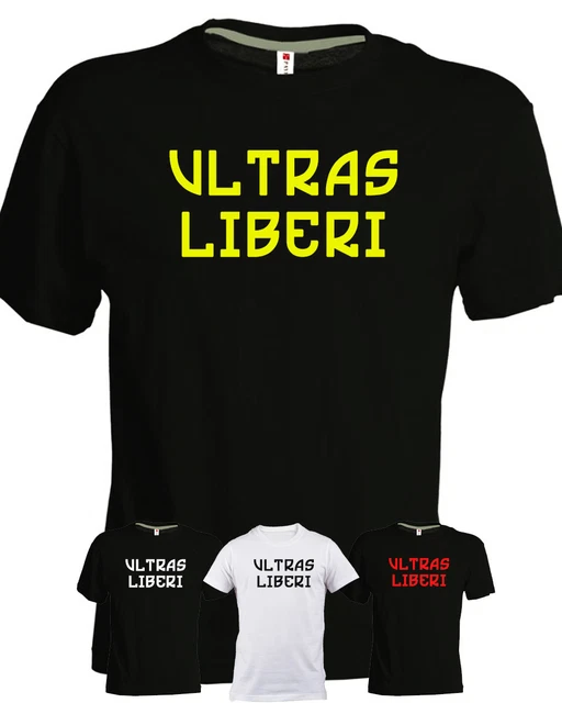 T SHIRT ULTRAS LIBERI scritta gialla rossa bianca nera calcio tifoso stadio EUR 13 99 PicClick IT
