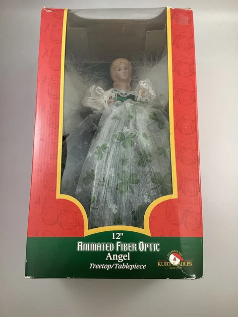 Kurt Adler 12” Fiber Optic Green Shamrock Angel TreeTopper/Tablepiece Box Damage