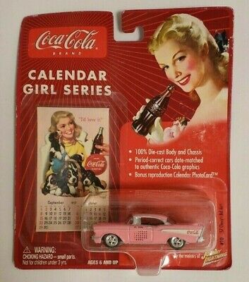 Johnny Lightning Coca-Cola Calendar Girl Series #10 '57 Chevy Bel Air Pink NEW