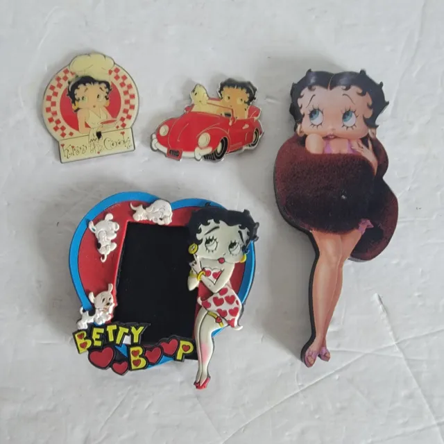 Lot of 4 Vintage Betty Boop Refrigerator Collectible Magnets Mixed Designs