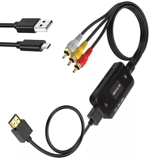 Support PAL NTSC RCA to HDMI Converter CVBS Composite 3 RCA AV to HDMI Cable