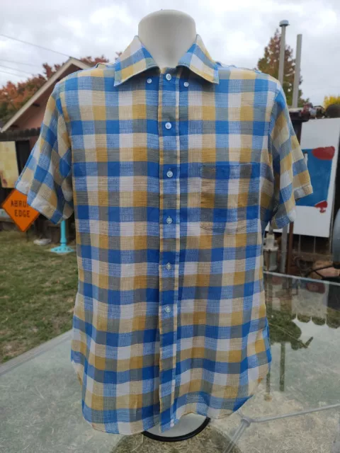 Rare VTG Daisy Chain JC Penney Towncraft Button-Up Plaid Shirt Mens M 15-15.5"