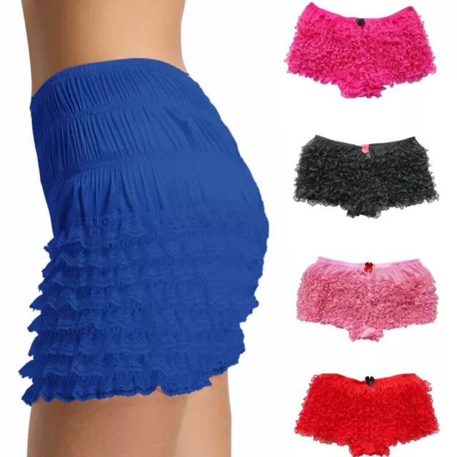 Women Sexy Ruffled Lace Bloomers Panties Frilly Knickers Shorts Tulle Underwear