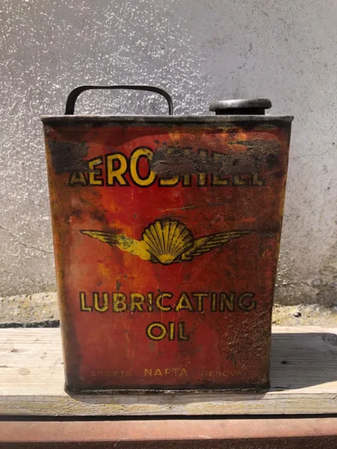 Bidon huile Aeroshell Shell 1930 Motor Oil oel dose oldose can garage tin schild 3