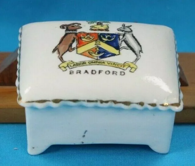 English Porcelain Crested China Souvenir "Bradford" Crest - Trinket Box