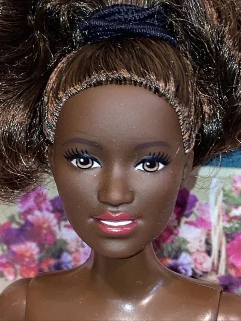 African American Black Dark Skinned Curvy Barbie Doll W Brown Hair Fashionista 999 Picclick 