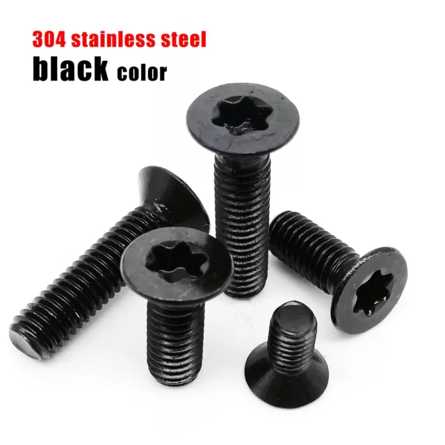 M2-M8 Black 304 Stainless Steel Six-Lobe Torx Head Flat Countersunk Screw Bolt