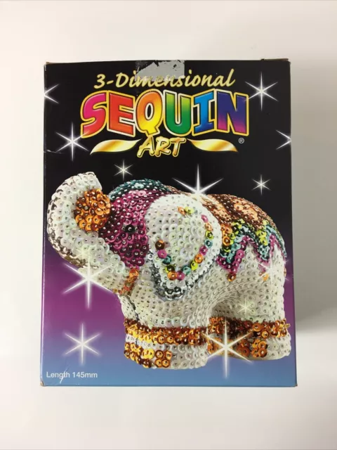 3D SEQUIN ART Kit ELEPHANT Model, Multicoloured Beads, Xmas Tree Decoration