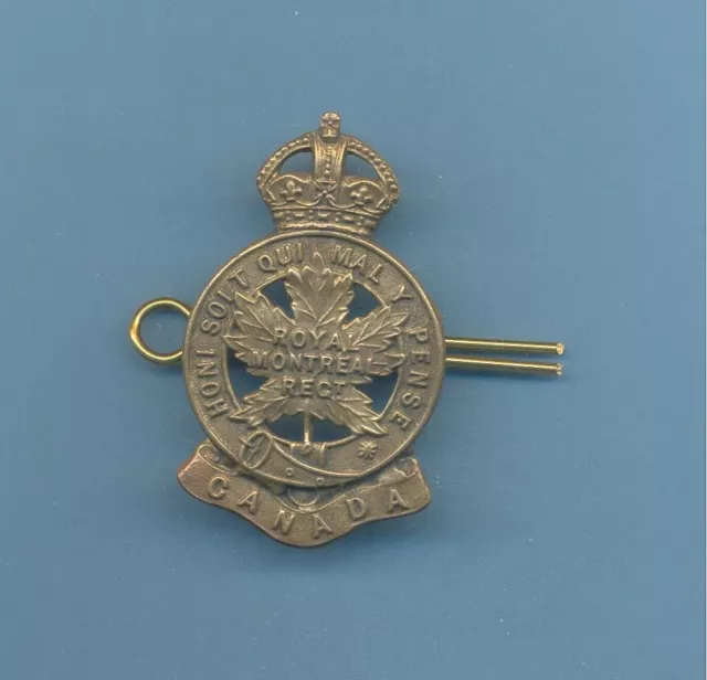 Royal Montreal Regiment Kc.brass Canadian Army Cap Badge