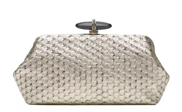 Judith Leiber Couture Whitman Snake Karung Skin Metallic Clutch Evening Handbag