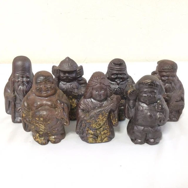 Bizen Seven Gods of Fortune Statue Height 6.5cm Ornament Figure Benzaiten