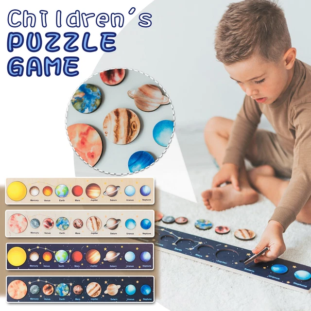 Wooden Solar System Puzzle Toy Planets Jigsaw Kids Training Educational Gift US