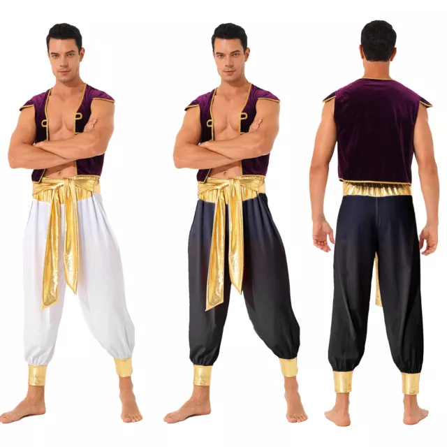 Mens Arabian Prince Costume Halloween Carnival Party Cosplay Fancy Dress Outfit