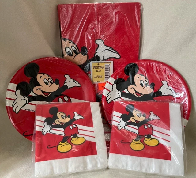 WALT DISNEY NEW Party Mickey Mouse Paper Plates, Napkins and Table
