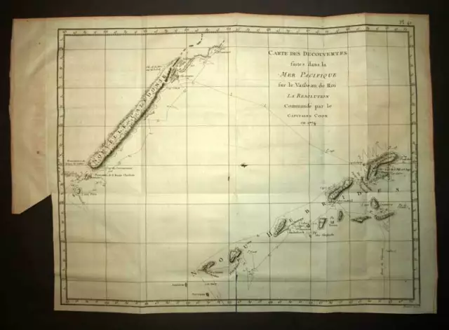 MAP OF NEW CALEDONIA ISLANDS SANDWICH ARCHIPELAGO OF HAWAI Travel COOK 