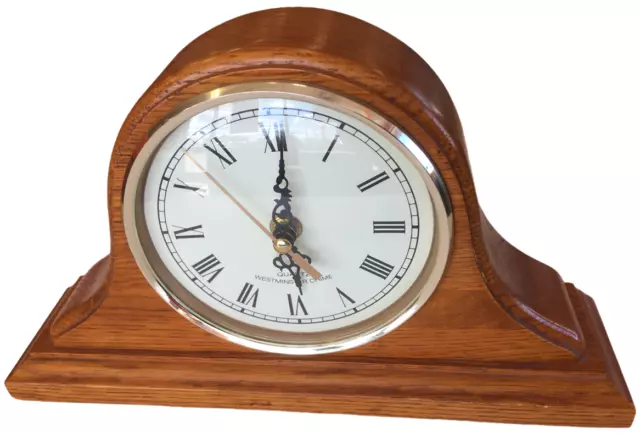 Westminster Quartz Mantel Clock 12" x 7" Chime Beveled Glass Real Wood Tested