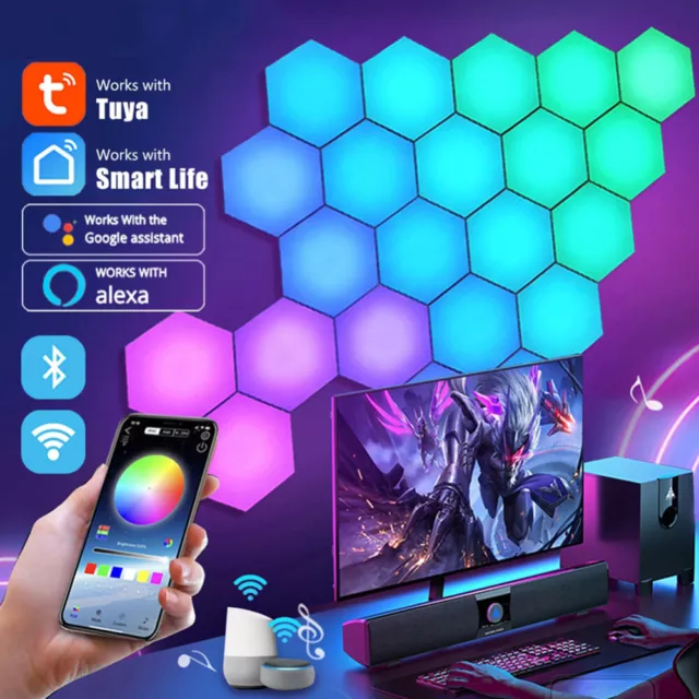 10tlg LED Wall Hexagon Lights Touch TUYA Smart Modular Light Panel Gaming Lamp