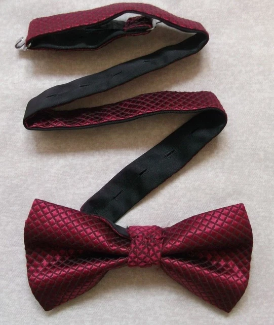 Vintage Bow Tie MENS Dickie Bowtie Adjustable Retro SHIMMERY BURGUNDY WINE