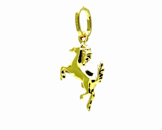 Pendentif En Or Jaune 18K – Cheval Rampant – Élégance Italienne