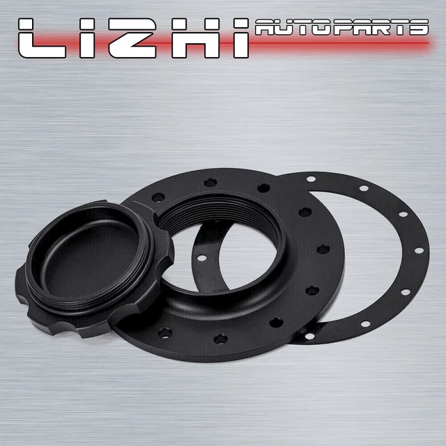 Billet Fuel Cell Cap Assemblies 12 Bolt 5.343In. Bolt Holes Clear Anodized Black