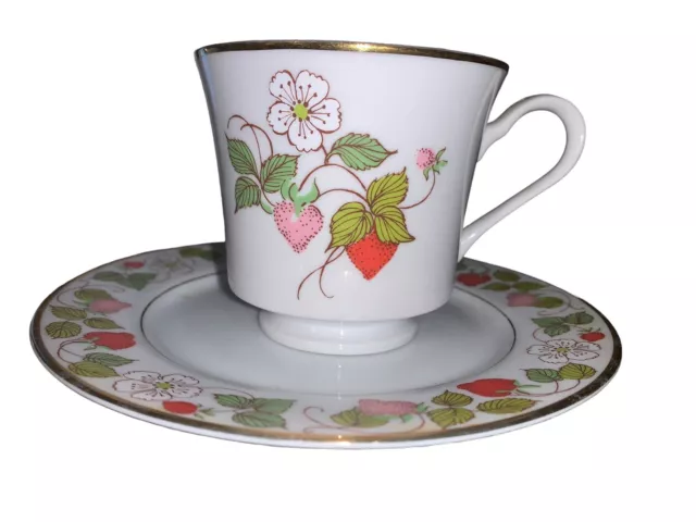 Viletta Fine China USA Strawberries N Cream  tea cup and saucer