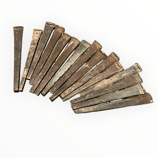 LOT of 15 Antique Square Cut Nails  Rectangle Heads 2" Long -- Old & Original
