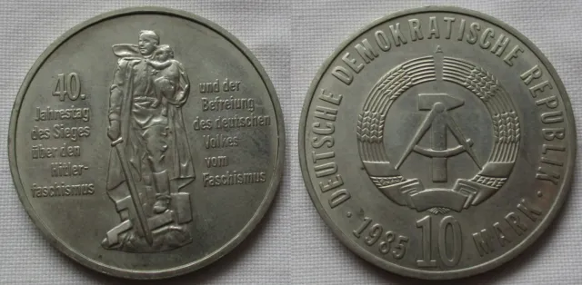 DDR Gedenk Münze 10 Mark 40.Jahre Kriegsende 1985 Stempelglanz (105560)