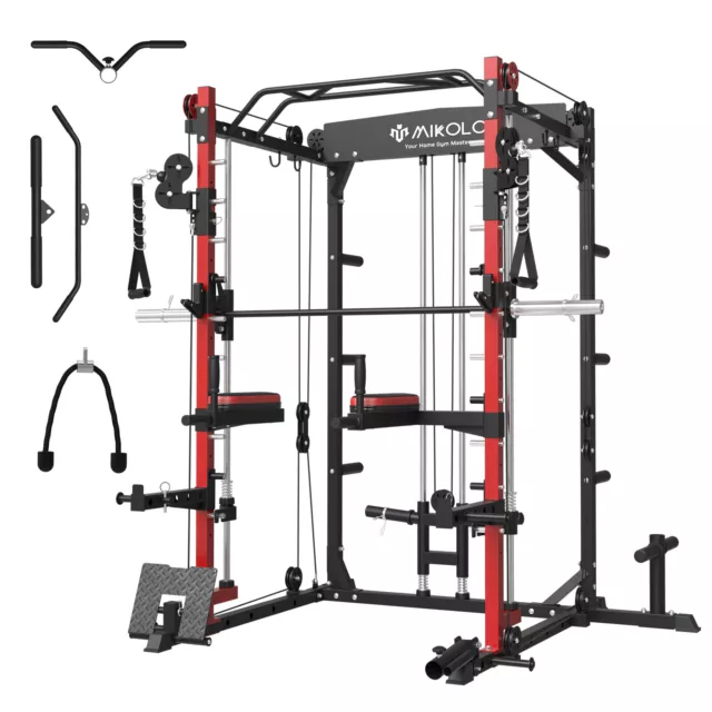 Valor Fitness BE-11 Smith Machine Squat Rack with Olympic Plate Storage  Pegs