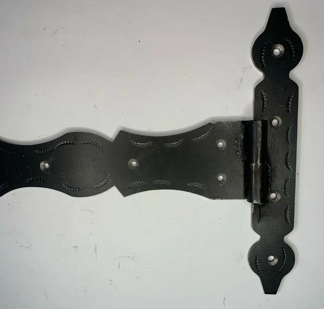 Pair Strong Black Wrought Iron Farm - Hand Forged Beeswax Cottage Door Hinge 6