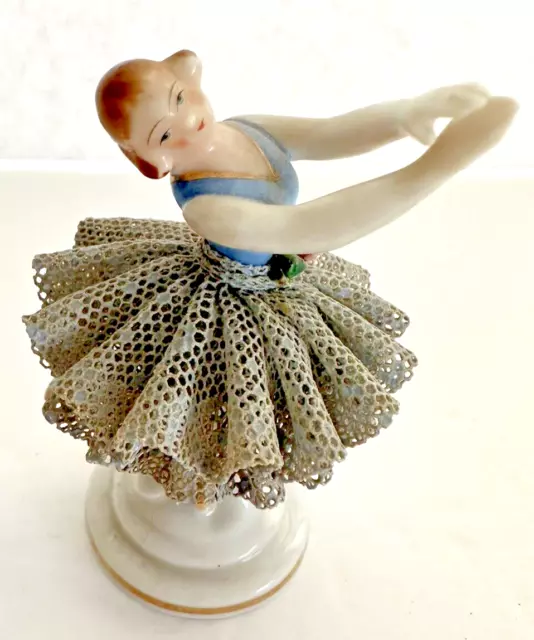 VINTAGE DRESDEN STYLE Lace Lady Ballerina Figurine Occupied Japan ...
