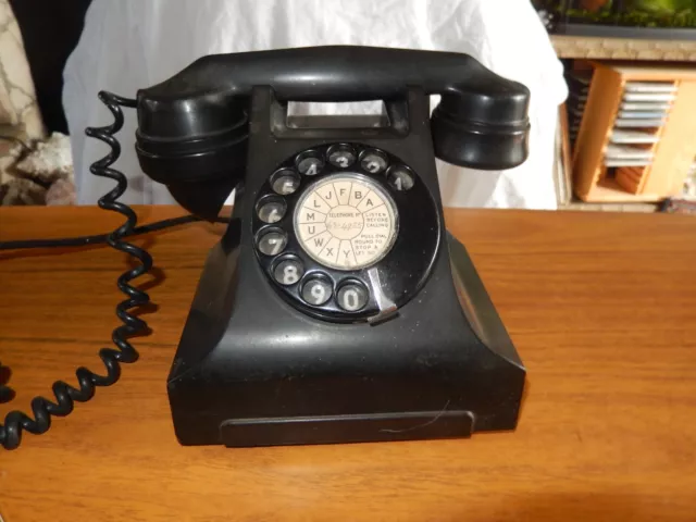 Old Vintage G.E.C. BAKELITE TELEPHONE  BLACK ROTARY DIAL