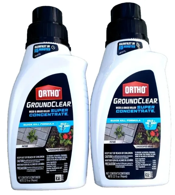 LOT OF 2 Ortho GroundClear Weed and Grass Killer Super Concentrate 32 oz (NEW)