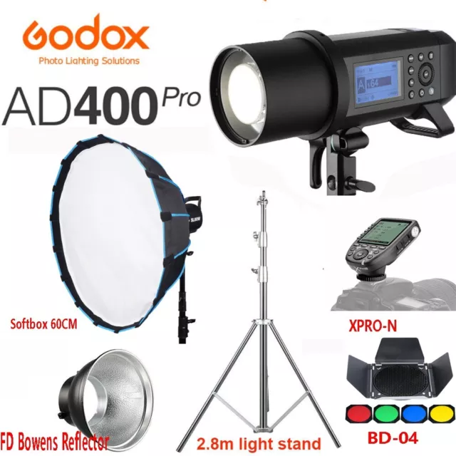 Godox AD400Pro 400Ws 2.4G TTL Studio Flash+ 57CM Softbox+2.8M Light Stand+XPRO-N